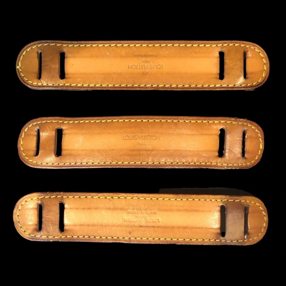 LOUIS VUITTON Tan Vachetta Leather Strap Pads with Yellow Stitching 1 per Order